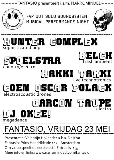 flyer: far out solo soundsystem musical performance night, fantasio, amsterdam – may 23 2008